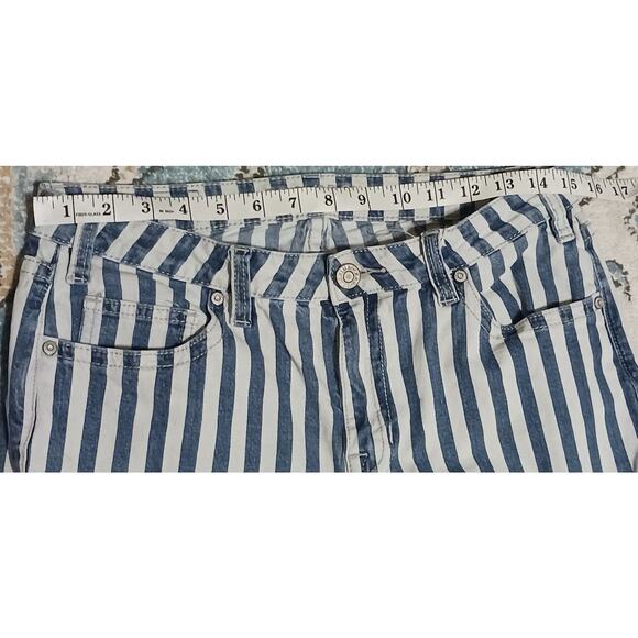 Rock & Roll Denim Womens Stripe High-Rise Flare Jeans tag 30x34 actual 30Wx31L - Picture 3 of 11